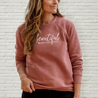 "Beautiful"Relaxed Fit Angel Fleece Pullover Crew