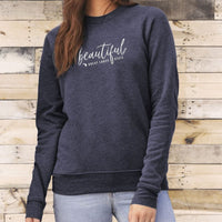 "Beautiful"Relaxed Fit Angel Fleece Pullover Crew