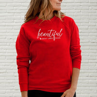 "Beautiful"Relaxed Fit Angel Fleece Pullover Crew