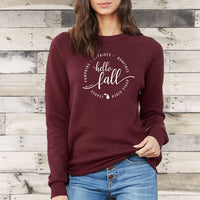 "Hello Fall"Relaxed Fit Angel Fleece Pullover Crew