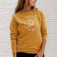 "Hello Fall"Relaxed Fit Angel Fleece Pullover Crew