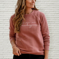 "Majestic"Relaxed Fit Angel Fleece Pullover Crew