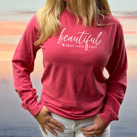 "Beautiful"Relaxed Fit Stonewashed Long Sleeve T-Shirt