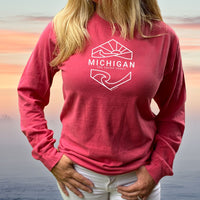 "Michigan Sunset"Relaxed Fit Stonewashed Long Sleeve T-Shirt