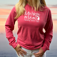 "Michigan Mom"Relaxed Fit Stonewashed Long Sleeve T-Shirt
