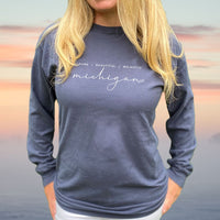 "Majestic"Relaxed Fit Stonewashed Long Sleeve T-Shirt