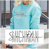 "Michigan Smitten"Relaxed Fit Stonewashed Long Sleeve T-Shirt