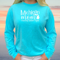 "Michigan Mom"Relaxed Fit Stonewashed Long Sleeve T-Shirt