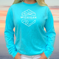 "Michigan Sunset"Relaxed Fit Stonewashed Long Sleeve T-Shirt