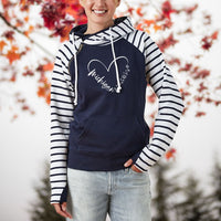 "Fall In Love With Michigan"Women's Striped Double Hood Pullover