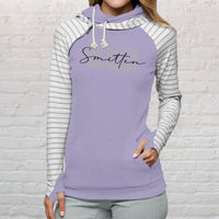"Michigan Smitten"Women's Striped Double Hood Pullover