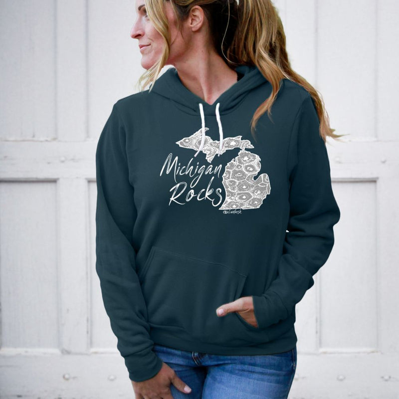 "Michigan Rocks Petoskey Stone"Relaxed Fit Angel Fleece Hoodie