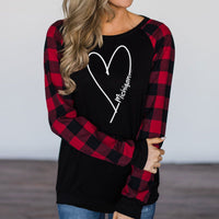 HOLIDAY SALE "Made With Love"Women's Plaid Long Sleeve T-Shirt