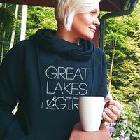 "Great Lakes Girl"Women's Classic Funnel Neck Pullover Hoodie