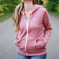 "Great Lakes Girl"Relaxed Fit Angel Fleece Full Zip Hoodie