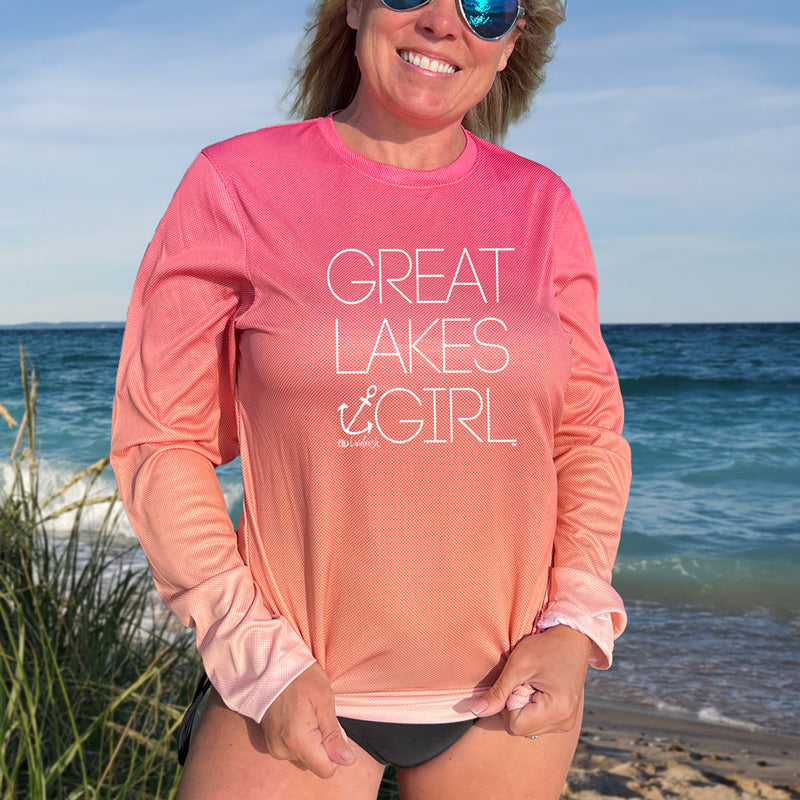 "Great Lakes Girl"Relaxed Fit Sun Protection Long Sleeve Unisex Tee UPF #50