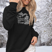"Michigan Love Where You're From"Women's Ultra Soft Wave Wash Crew Sweatshirt