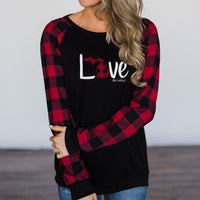 Michigan Love Plaid"Women's Plaid Long Sleeve T-Shirt