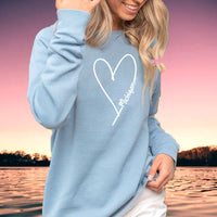 "Made With Love"Women's Ultra Soft Wave Wash Crew Sweatshirt