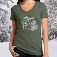 "Michigan Love Where You're From"Women's V-Neck