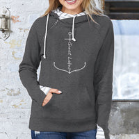"Great Lakes Anchor"Women's Striped Double Hood Pullover
