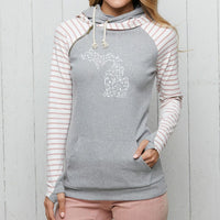 "Fall Wonder"Women's Striped Double Hood Pullover