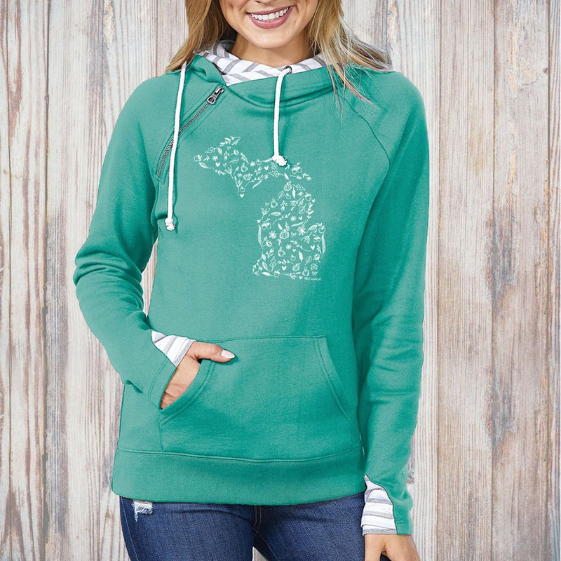 "Fall Wonder"Women's Striped Double Hood Pullover