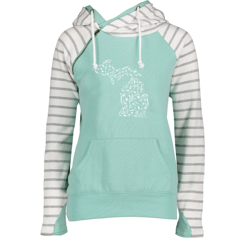 "Fall Wonder"Women's Striped Double Hood Pullover