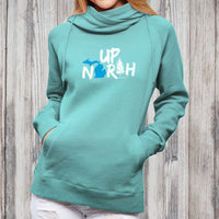 "Up North Michigan Woods"Women's Fleece Funnel Neck Pullover Hoodie