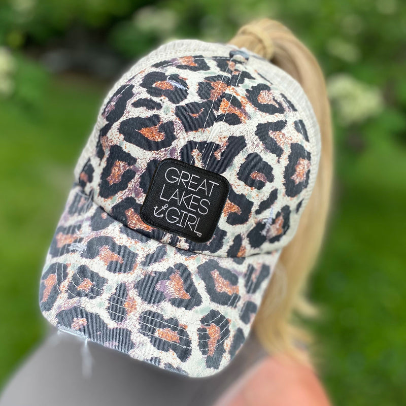 "Great Lakes Girl"Distressed Ponytail Hat