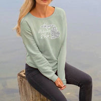"Michigan Rocks Petoskey Stone"Women's Ultra Soft Wave Wash Crew Sweatshirt