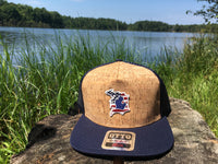 Michigan D Flag Cork Flat Bill Hat Navy