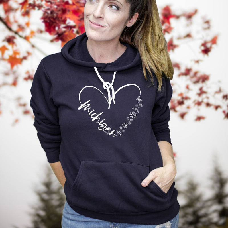 "Fall In Love With Michigan"Relaxed Fit Angel Fleece Unisex Hoodie