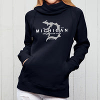 "Michigan D Established 1837"Women's Fleece Funnel Neck Pullover Hoodie
