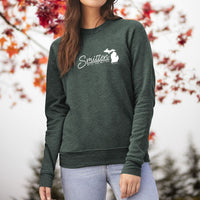 "Smitten With The Mitten"Relaxed Fit Angel Fleece Pullover Crew