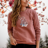 "Mighty"Relaxed Fit Angel Fleece Pullover Crew