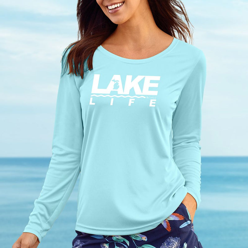 "Michigan Lake Life"Ladies Islander Sun Protection Long Sleeve Tee UPF #50