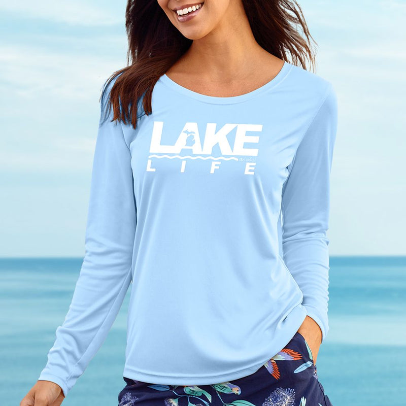 "Michigan Lake Life"Ladies Islander Sun Protection Long Sleeve Tee UPF #50