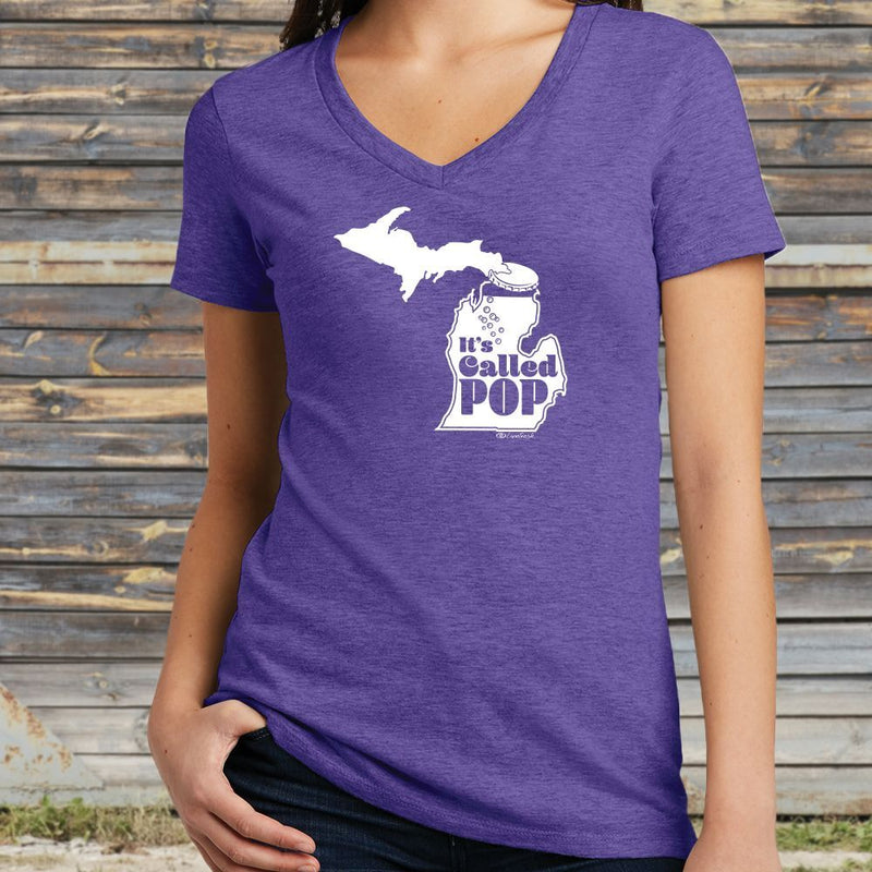 "Michigan Pop Bottle"Women's V-Neck