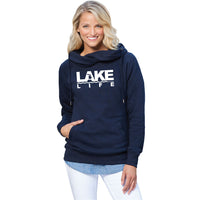 Michigan Lake Life Womens Fleece Funnel Neck Pullover Hoodie