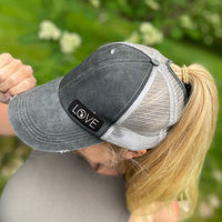 "Michigan Love"Distressed Ponytail Hat