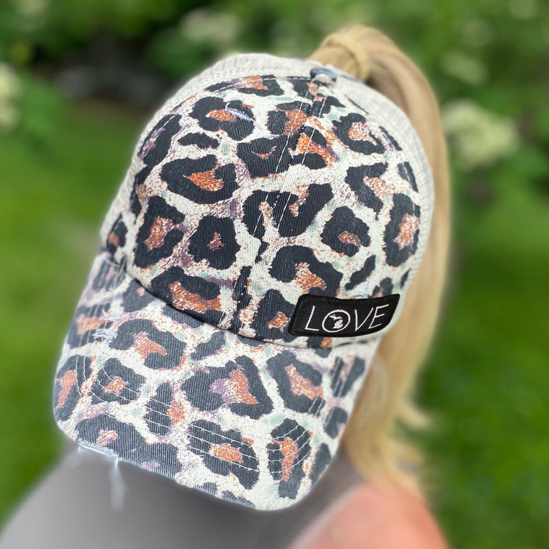 "Michigan Love"Distressed Ponytail Hat