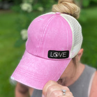 "Michigan Love"Distressed Ponytail Hat