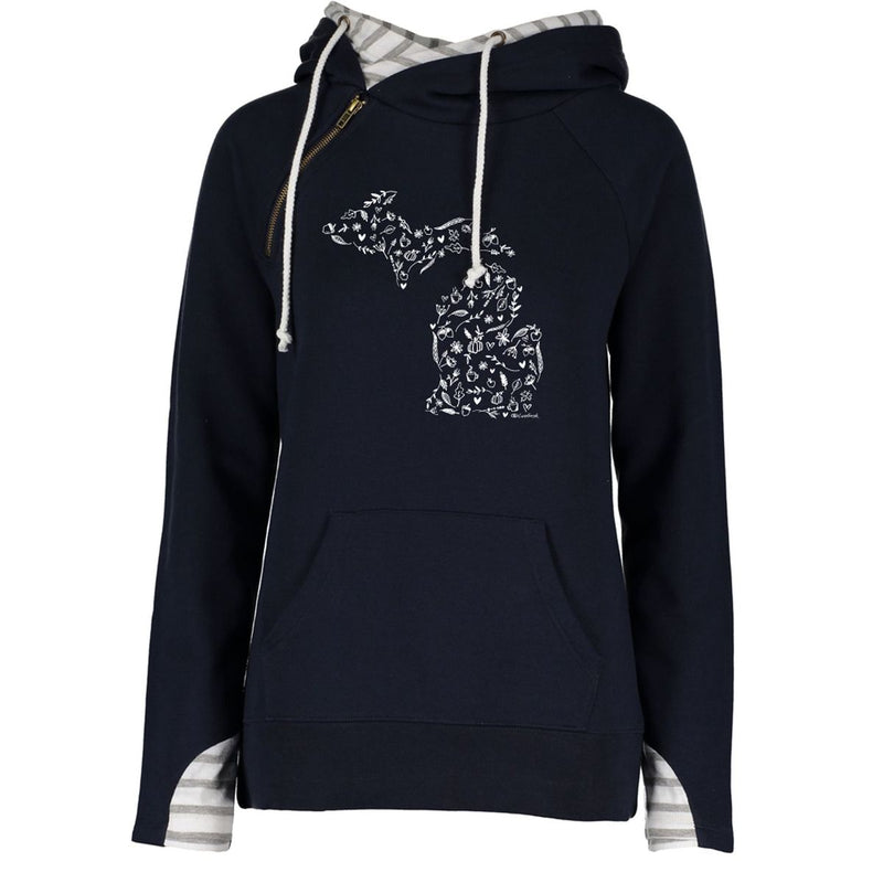 "Fall Wonder"Women's Striped Double Hood Pullover