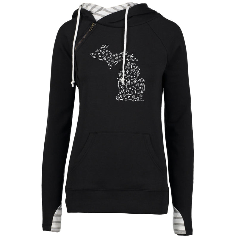 "Fall Wonder"Women's Striped Double Hood Pullover