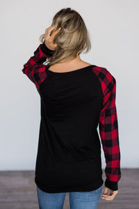 HOLIDAY SALE "Made With Love"Women's Plaid Long Sleeve T-Shirt