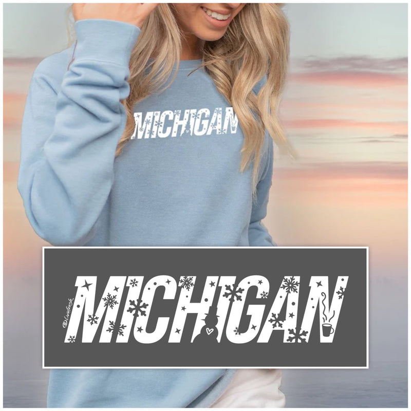 "Michigan Winter"Women's Ultra Soft Wave Wash Crew Sweatshirt