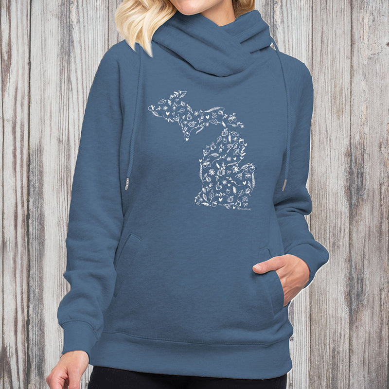 "Fall Wonder"Women's Classic Funnel Neck Pullover Hoodie