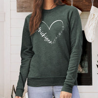 "Fall In Love With Winter"Relaxed Fit Angel Fleece Pullover Crew