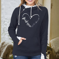 "Fall In Love With Winter"Women's Striped Double Hood Pullover